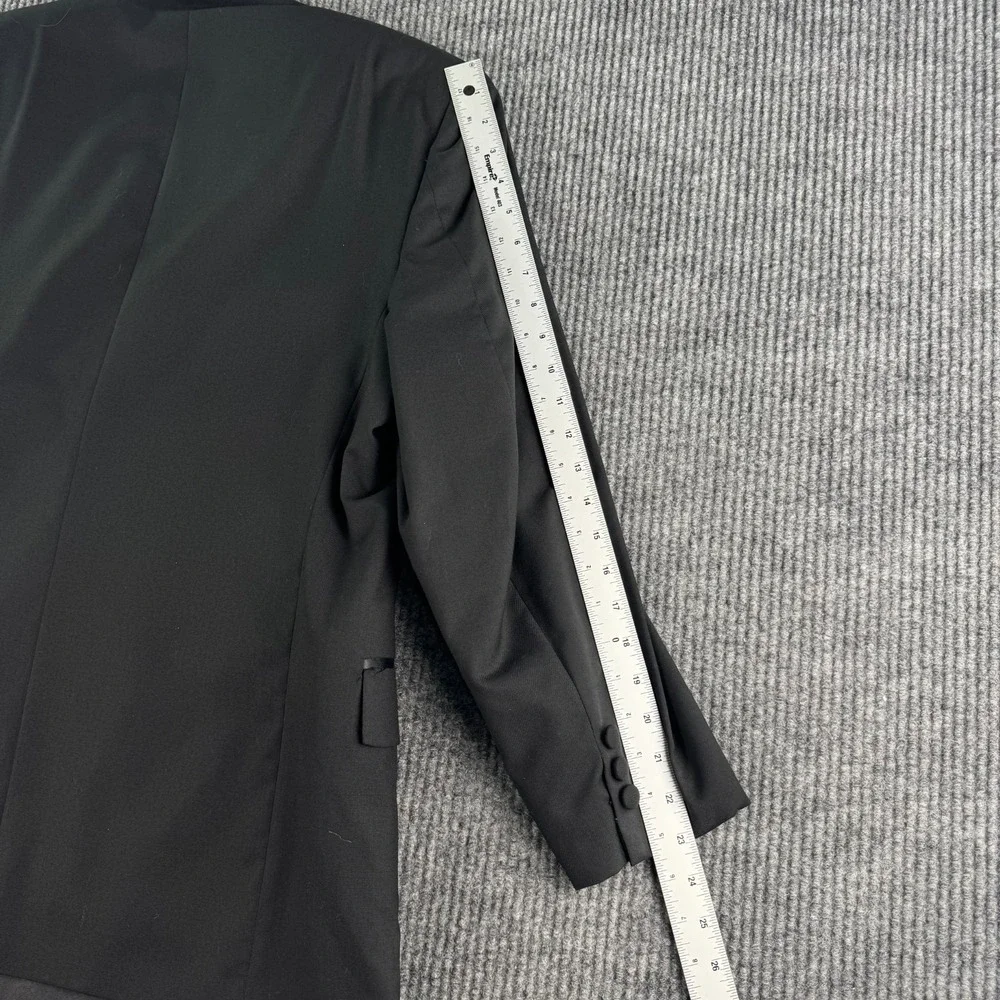 Vintage Oscar De La Renta Tuxedo Jacket 42 S Black Wool Formal Wedding DB Peak - Picture 3 of 12